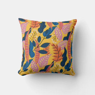 Bright colourful pattern with tropical leaves,  be throw pillow