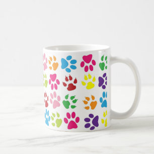 Bright Colourful Paw Prints Pattern Coffee Mug