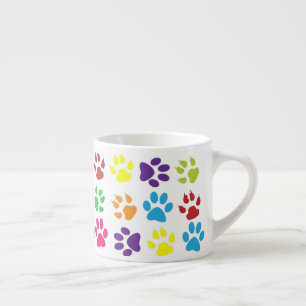 Bright Colourful Paw Prints Pattern Espresso Cup