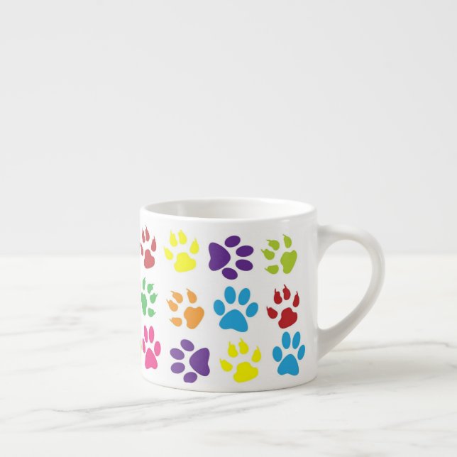 Bright Colourful Paw Prints Pattern Espresso Cup (Right)