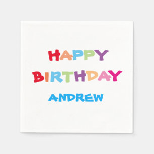 Bright Colourful Personalized Happy Birthday Napkin