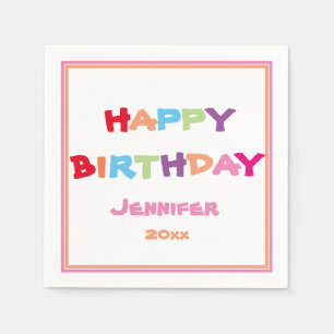 Bright & Colourful Personalized Happy Birthday Napkin