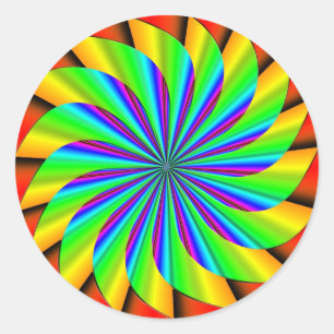 Bright Colourful Pinwheel Fractal Classic Round Sticker