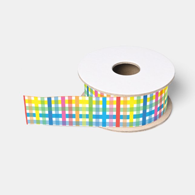 Bright Colourful Plaid Grosgrain Ribbon (Spool)