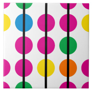 Bright Colourful Polka Dot Stripe Pattern Tile