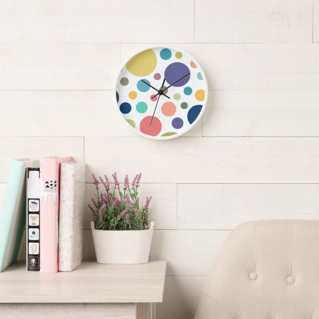 Bright Colourful Polka Dots Clock (Reading Room)