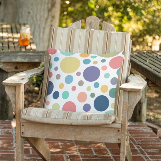 Bright Colourful Polka Dots Outdoor Pillow (Chair)