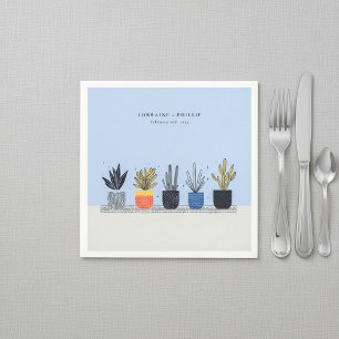 Bright Colourful Potted House Plants wedding Napkin