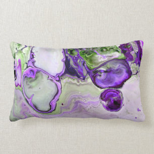 Bright Colourful Purple Green Marble Abstract Art Lumbar Pillow
