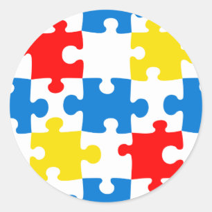 Bright Colourful Puzzle Piece Pattern Classic Round Sticker