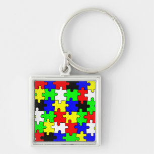 Bright & Colourful Puzzle Pieces Keychain
