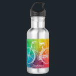 Bright Colourful Rainbow Bicycle Personalised 532 Ml Water Bottle<br><div class="desc">Bright multi-coloured bicycle art personalised water bottle.</div>