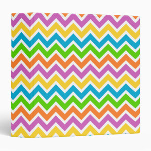 Bright Colourful Rainbow Chevron Pattern Binder