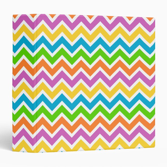 Bright Colourful Rainbow Chevron Pattern Binder (Front/Spine)