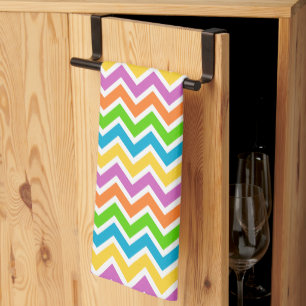 Bright Colourful Rainbow Chevron Pattern Kitchen Towel