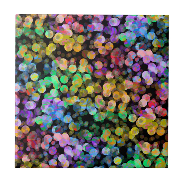 Bright Colourful Rainbow Confetti Dots Tile (Front)