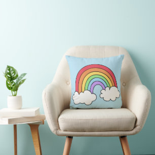 Bright Colourful Rainbow Illustration Throw Pillow