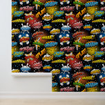 Bright Colourful Retro Comic Pop Art Super Hero Wallpaper<br><div class="desc">Super Hero Wallpaper | Boys Bedroom Decor. Add a dynamic touch to your space with this bright colourful retro comic pop art wallpaper. Featuring classic superhero sound effects in a bold, mid-century modern style, this design is perfect for boys' bedroom decor or anyone who loves the vibrant comic book aesthetic....</div>