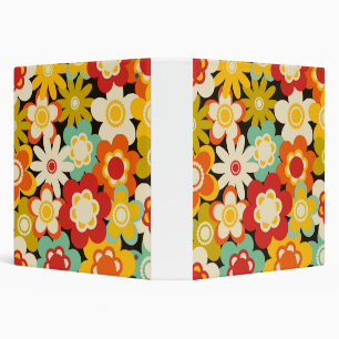 Bright Colourful Retro Cute Floral Pattern Binder