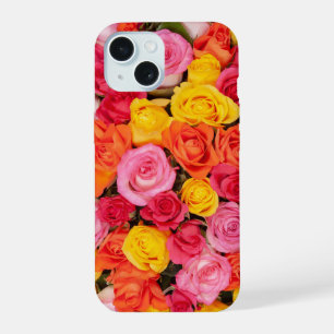 Bright Colourful Roses Pattern Floral Background iPhone 15 Case