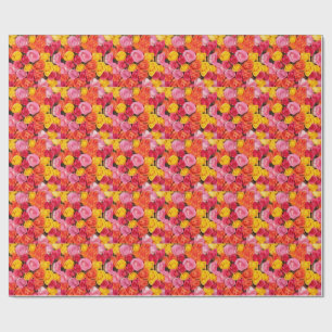 Bright Colourful Roses Pattern Floral Background Wrapping Paper