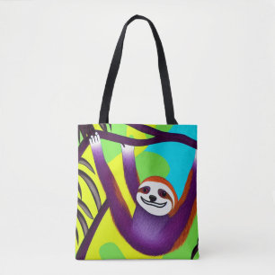 Bright Colourful Sloth Tote Bag