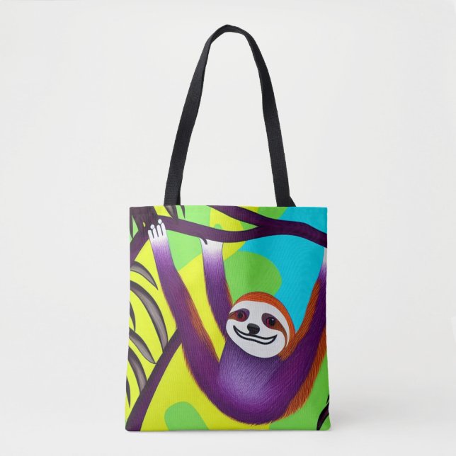 Bright Colourful Sloth Tote Bag (Front)