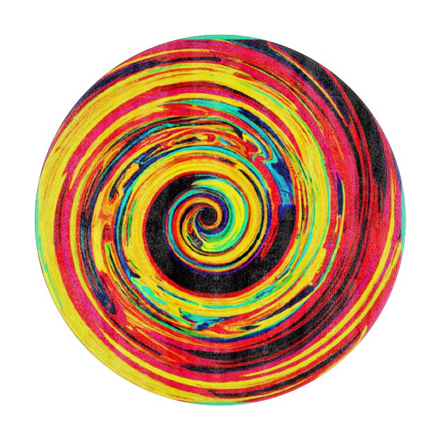 Bright Colourful Spiral Pattern Cutting Board (Front)