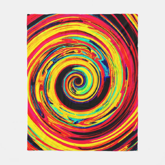 Bright Colourful Spiral Pattern Fleece Blanket (Front)