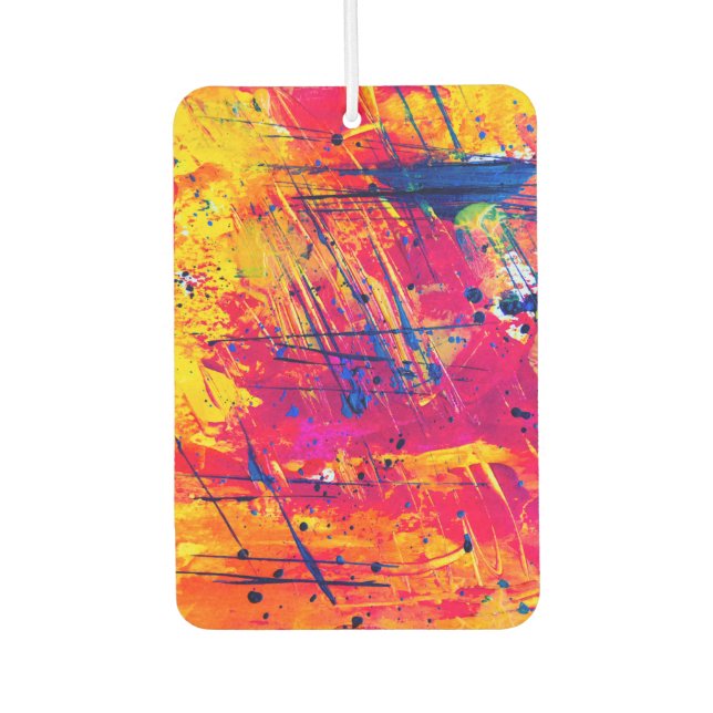 Bright Colourful Splatter Paint Abstract Air Freshener (Front)