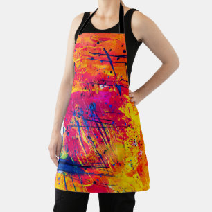 Bright Colourful Splatter Paint Abstract Apron