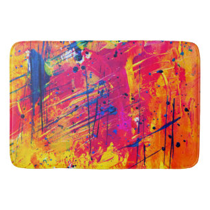 Bright Colourful Splatter Paint Abstract Bath Mat