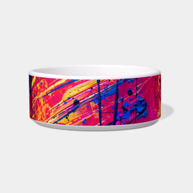 Bright Colourful Splatter Paint Abstract Bowl (Front)