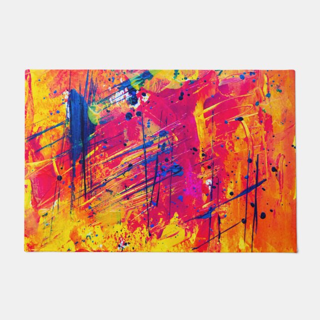 Bright Colourful Splatter Paint Abstract Doormat (Front)