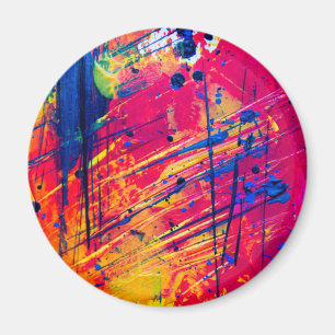 Bright Colourful Splatter Paint Abstract Magnet