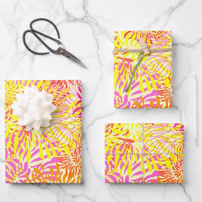 Bright Colourful Spring Flower Print Wrapping Paper Sheet (Front)