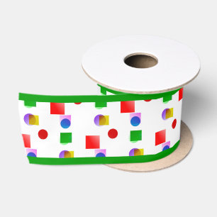 Bright Colourful Squares and Circles, Irish Green Satin Ribbon