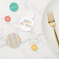 Bright colourful stripe and spot birthday decor