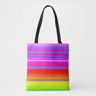 Bright colourful striped design tote bag