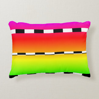 Bright colourful striped rainbow accent pillow