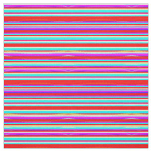 Bright Colourful Stripes in Red Turquoise Hot Pink Fabric