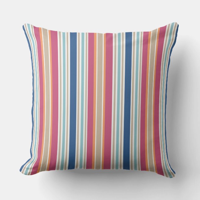 Bright Colourful Stripes Outdoor Pillow (Front)