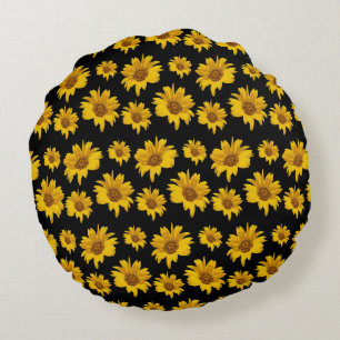 Bright, Colourful Sunflower Reversible  Round Pillow
