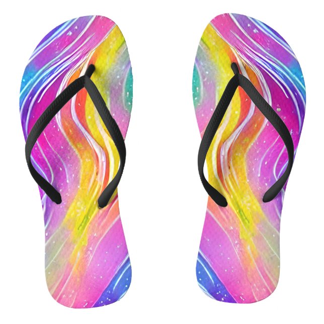 Bright Colourful Swirly Pattern Flip Flops (Footbed)