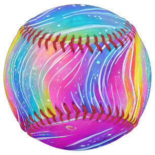 Bright Colourful Swirly Pattern Softball