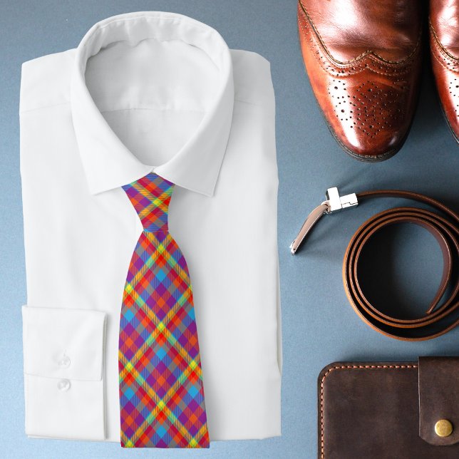 Bright Colourful Tartan Trendy Modern Pattern Tie (Creator Uploaded)