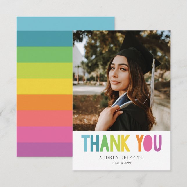 Bright Colourful Thank You Photo Card (Front/Back)