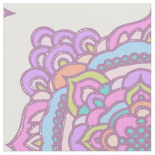 Bright Colourful Tracery Ornament Fabric