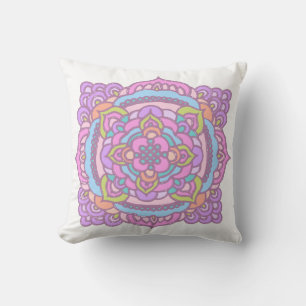 Bright Colourful Tracery Ornament Throw Pillow