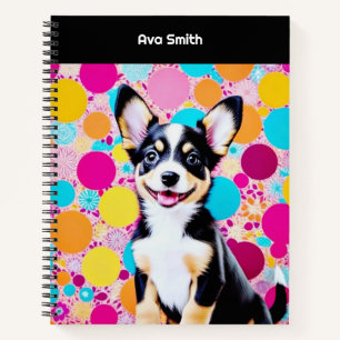 Bright Colourful Trendy Personalized Cute Dog Notebook